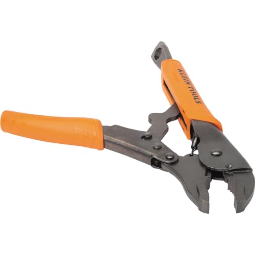 Klein Tools 38660 Locking Pliers Set, 7-Inch and 10-Inch Curved Jaw Pliers, Quick Release Handles, High Torque and Gripping Power, 2-Piece