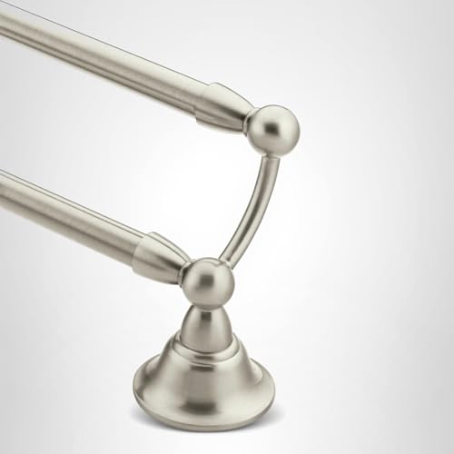 Moen Sage Collection Spot Resist Brushed Nickel 24-Inch Double Bathroom Towel Bar, Wall Mounted Bath Hanger with Two Rods, DN6822BN