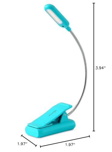 VAVOFO Clip-On Book Light for Bed & Kids, 7 LED Reading Lamp with 9-Level Warm/Cool/Daylight, Eye-Care Light, Power Indicator (Blue)