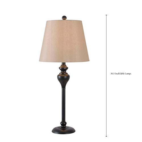 Kenroy Home KH87050 Charlotte 3-Pack - 2 Table Lamps, 1 Floor Lamp with Oil Rubbed Bronze Finish, Classic Style, 30.5" Height, 13" Width, 13" Depth