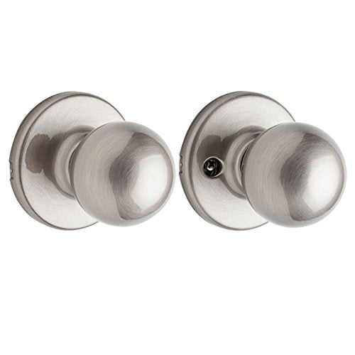 Kwikset Polo Interior Passage Door Knob, Handle For Closet and Hallway Doors, Non-Locking Doorknob in Satin Nickel, with Microban Protection