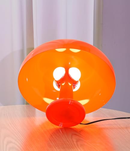 Anykonio Orange Mushroom Table Lamp, Mid-Century Modern Bedside Lamp, Minimalist Bedroom Decor, 2700K Warm Light, Plug-In (Bulb Included)
