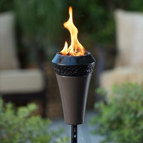 TIKI Island King 65" Outdoor Metal Torch – Weather-Resistant Patio & Garden Torch with Long-Lasting Wick, Snuffer & Easy Refill, Brown