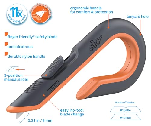 Slice - 10400 Box Cutter, 3 Position Manual Button with Ceramic Blade, Locking blade