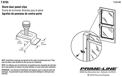 Prime-Line T 8725 1/4 In. White Aluminum Storm Door Panel Clip (8 Pack)