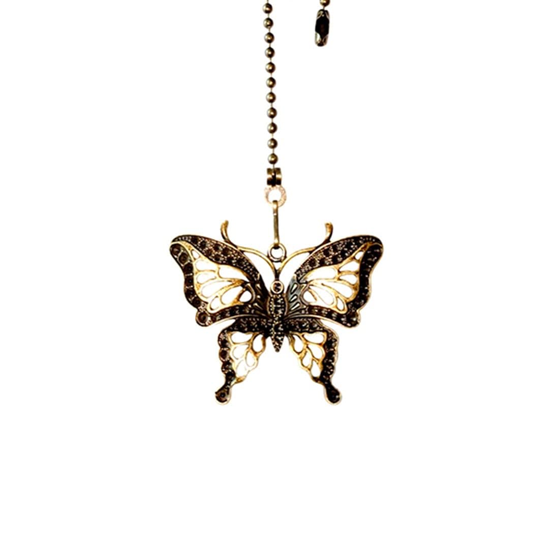 GDQLCNXB 12" Ceiling Fan Pull Chain Extenders with Dragonfly & Butterfly Ornaments, Beaded Ball Chains with Connector, 2-Pack