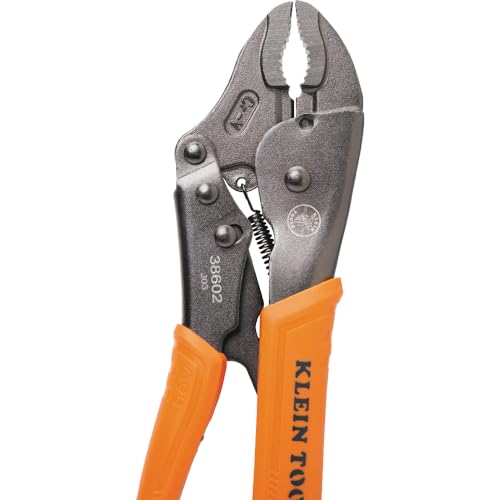 Klein Tools 38660 Locking Pliers Set, 7-Inch and 10-Inch Curved Jaw Pliers, Quick Release Handles, High Torque and Gripping Power, 2-Piece