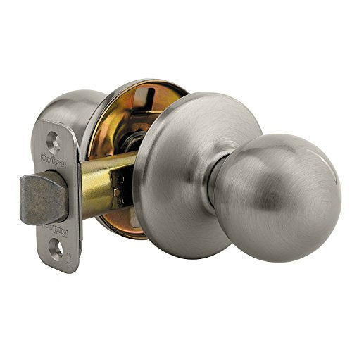 Kwikset Polo Interior Passage Door Knob, Handle For Closet and Hallway Doors, Non-Locking Doorknob in Satin Nickel, with Microban Protection