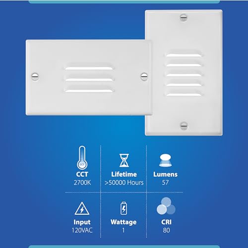 STP2 Louvered White LED Step Light with Photocell (STP2L120WHPC)