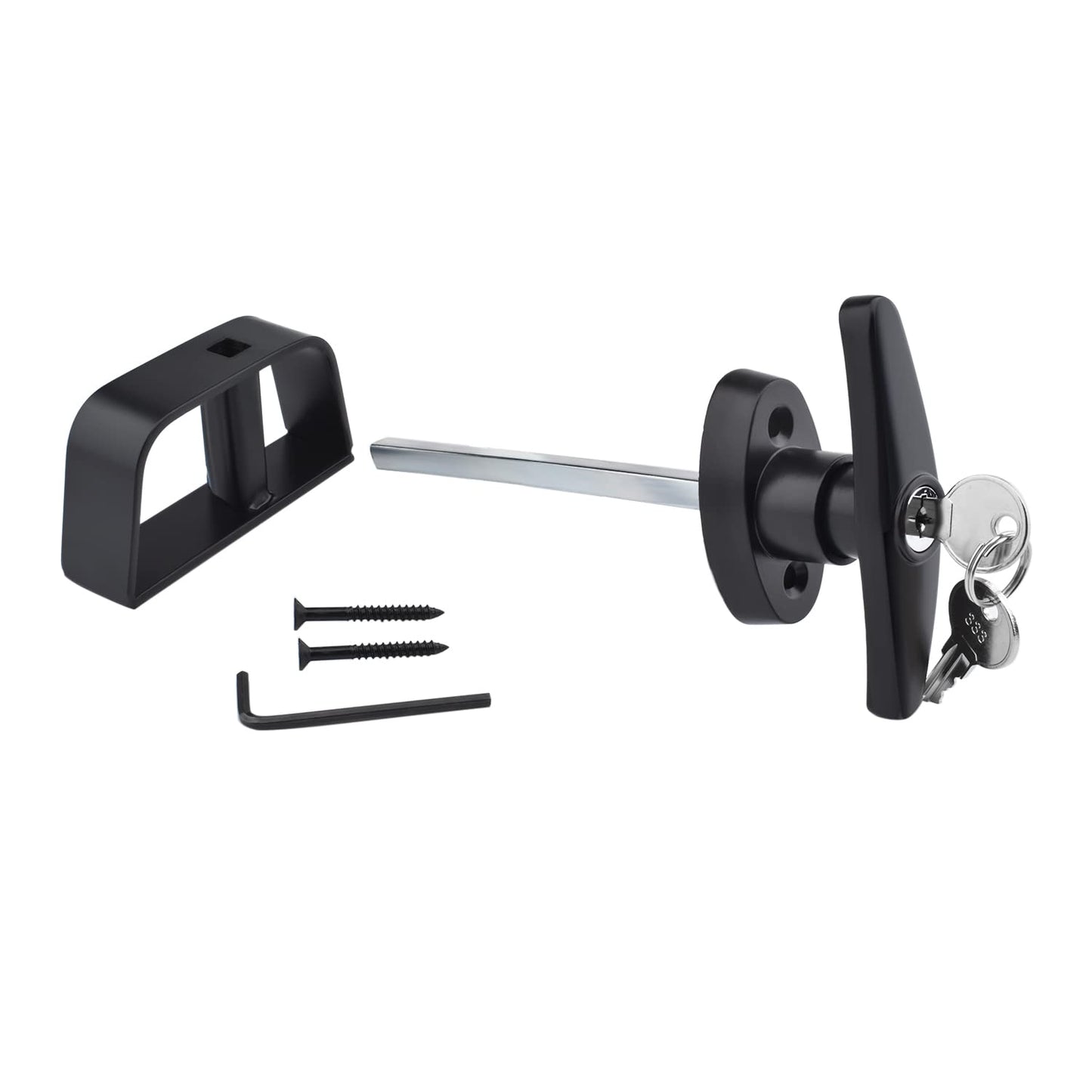 Shed Door T-Handle Lock Kit, 4½" Stem with 2 Keys for Storage Shed Door Barn Playhouse and Chicken Coop Door Lock Replacement (4-1/2 Inch Stem)
