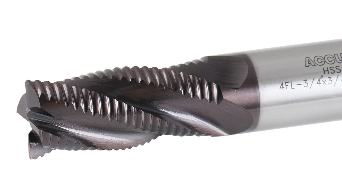 Accusize Industrial Tools Standard Tooth M42 8% Cobalt Tialn Roughing End Mill, 3/4'' by 3/4'' by 1-5/8'' Flt Length, 1102-0034