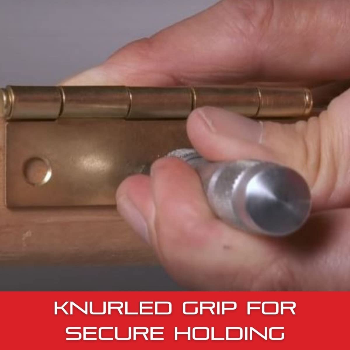 Starrett Steel Center Punch with Round Shank and Knurled Finger Grip - Hardened and Tempered, 4" Length, 1/8" Diameter Tapered - 117C