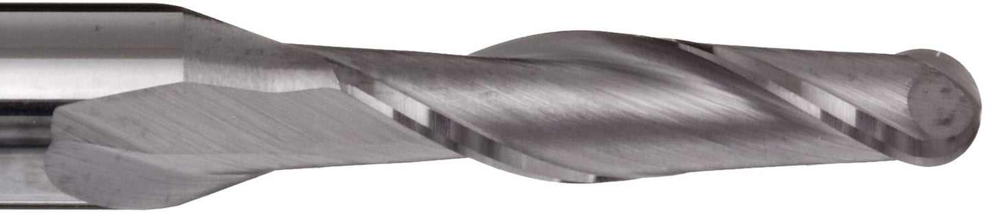 Melin Tool AMG-B 0.125" Carbide Ball Nose End Mill, 2 Flute, 30° Helix, AlTiN Coated, 1.5" OAL, 0.125" Shank