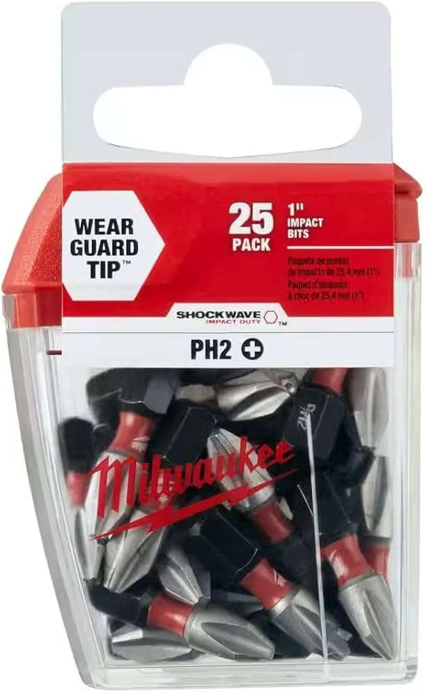 Milwaukee Electric Tool 48-32-4604 Shockwave Impact Duty insert Bit, NO 2, Phillips, 1" OAL, Proprietary Steel