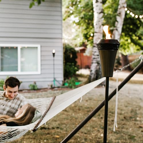 TIKI Island King 65" Outdoor Metal Torch – Weather-Resistant Patio & Garden Torch with Long-Lasting Wick, Snuffer & Easy Refill, Brown