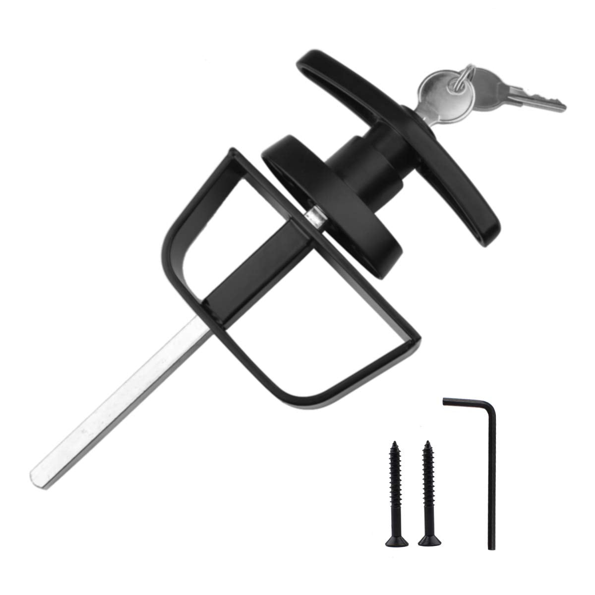 Shed Door T-Handle Lock Kit, 4½" Stem with 2 Keys for Storage Shed Door Barn Playhouse and Chicken Coop Door Lock Replacement (4-1/2 Inch Stem)