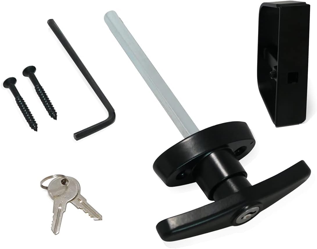 Lepoint T-Handle Lock Shed Door Latch Lock Kit with 2 Keys and 2 Screws, 5-1/2" Stem Barn Playhouse & Chicken Coop Door Lock