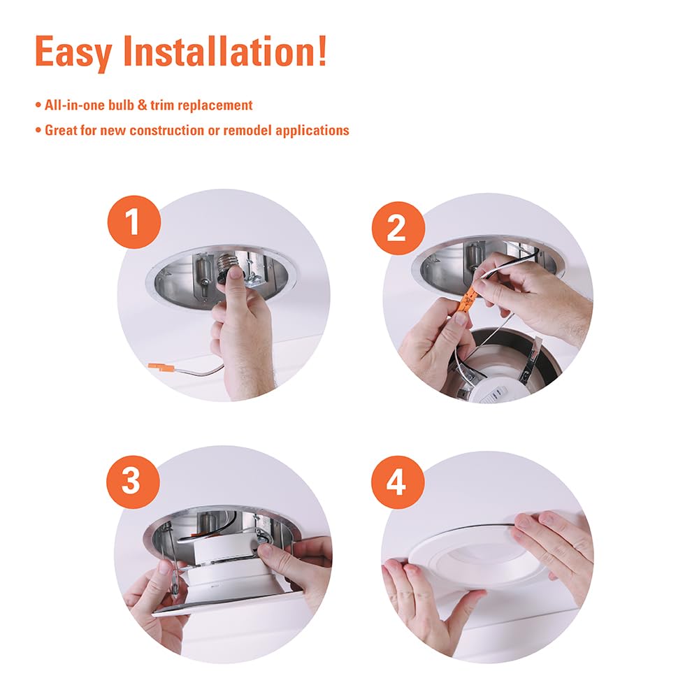 **HALO 5/6 Inch LED Recessed Light Trim, Selectable CCT 2700K–5000K, Dimmable, Wet Location Indoor/Outdoor Downlight Retrofit**