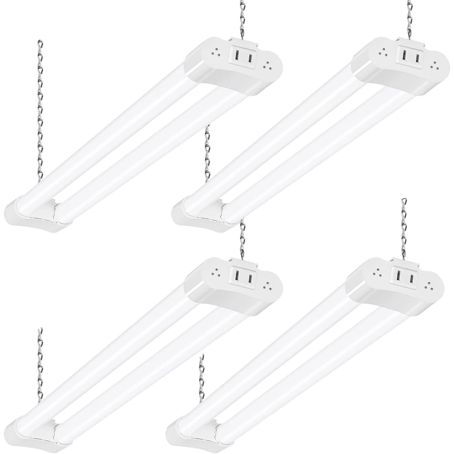 Hykolity 4-Pack 2FT LED Shop Light, 22W 2500lm Daylight, Linkable Garage/Workshop Fixture, Hanging or Flush Mount, White, ETL