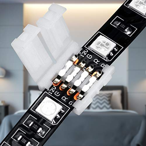 WENHSIN 10Packs 4-Pin RGB LED Light Strip Connectors 10mm Unwired Gapless Solderless Adapter Terminal Extension