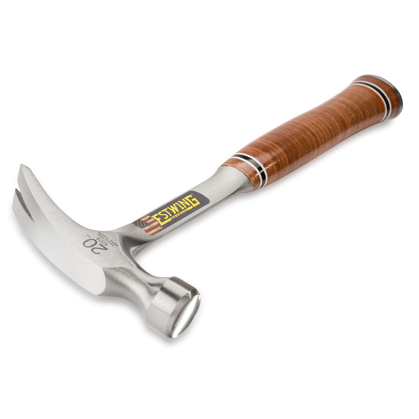 Estwing Hammer - 20 oz Straight Rip Claw with Smooth Face & Genuine Leather Grip - E20S