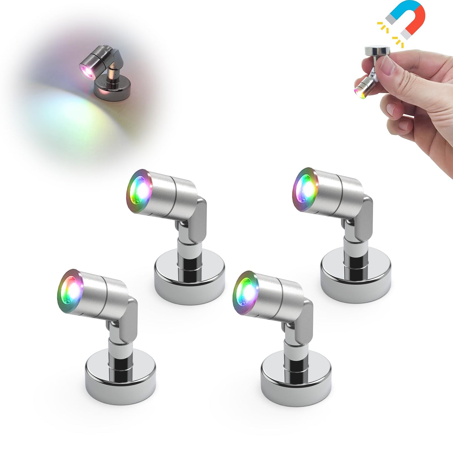 Suzeyar Mini LED Spot Lights with Magnet Base – Battery Operated, Wireless, Multicolor Changing for Art, Jewelry, DIY Crafts
