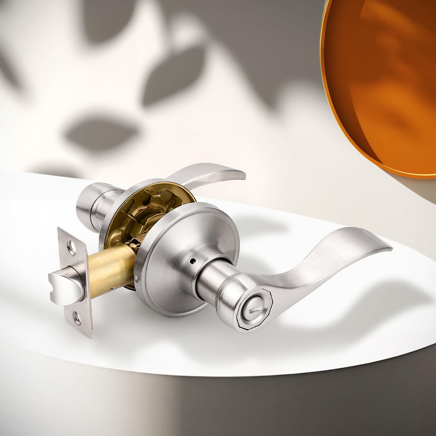 Probrico Privacy Door Levers Interior Door Handles Levers, Wave Style Bed Bath Door Handles Lock Keyless, Satin Nickel Door Lever Lockset 6 Pack