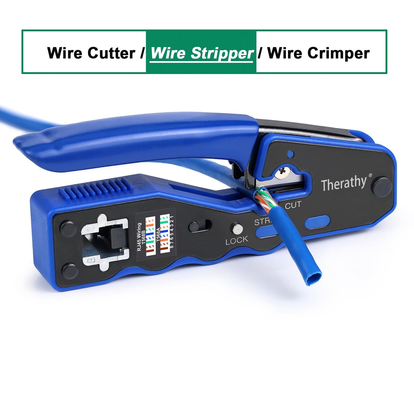 Therathy RJ45 Crimp Tool Kit, Ethernet Crimper for Pass-Through RJ45, Includes Cat6 Connectors, Cat5/Cat5e/Cat6 Network Cable Tool Set