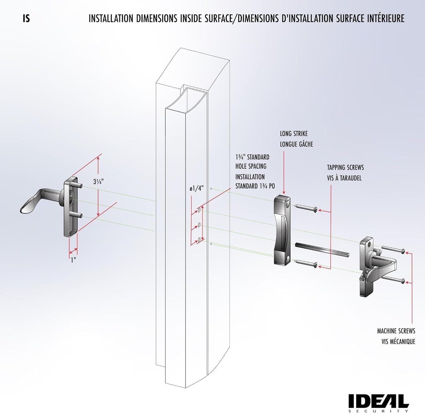 Ideal Security in-Swinging Storm Door Handle Set – for Inward-Opening Storm & Screen Doors ONLY – Surface Mount, Locking Inside Latch, Black