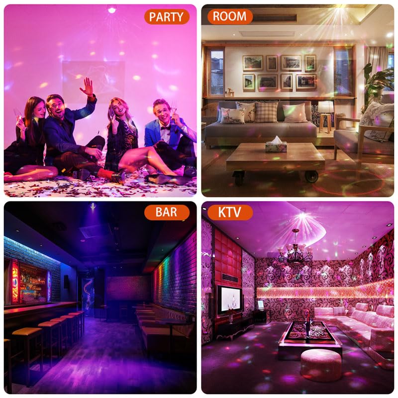 Disco Ball Party Lights Sound Activated with Strobe Effect for Halloween Christmas Parties Birthday Karaoke Wedding Home Club Decor