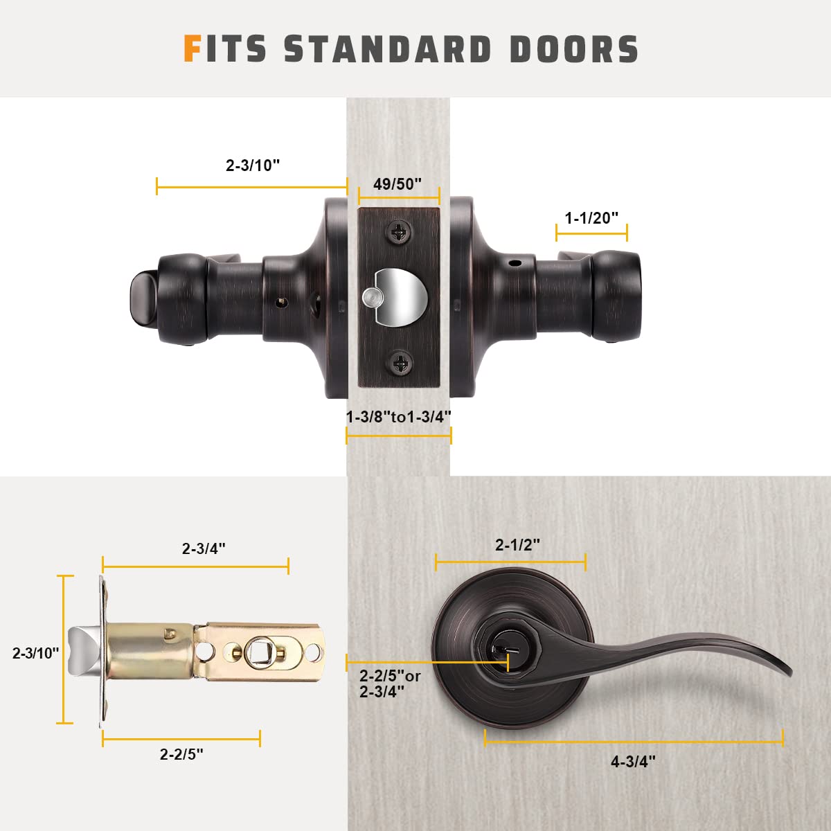 KNOBWELL 1 Pack Keyed Entry Front Door Handle Entrance Handlesets Exterior Lockset with Key, Left/Right Handed Doorknob Oil Rubbed Bronze