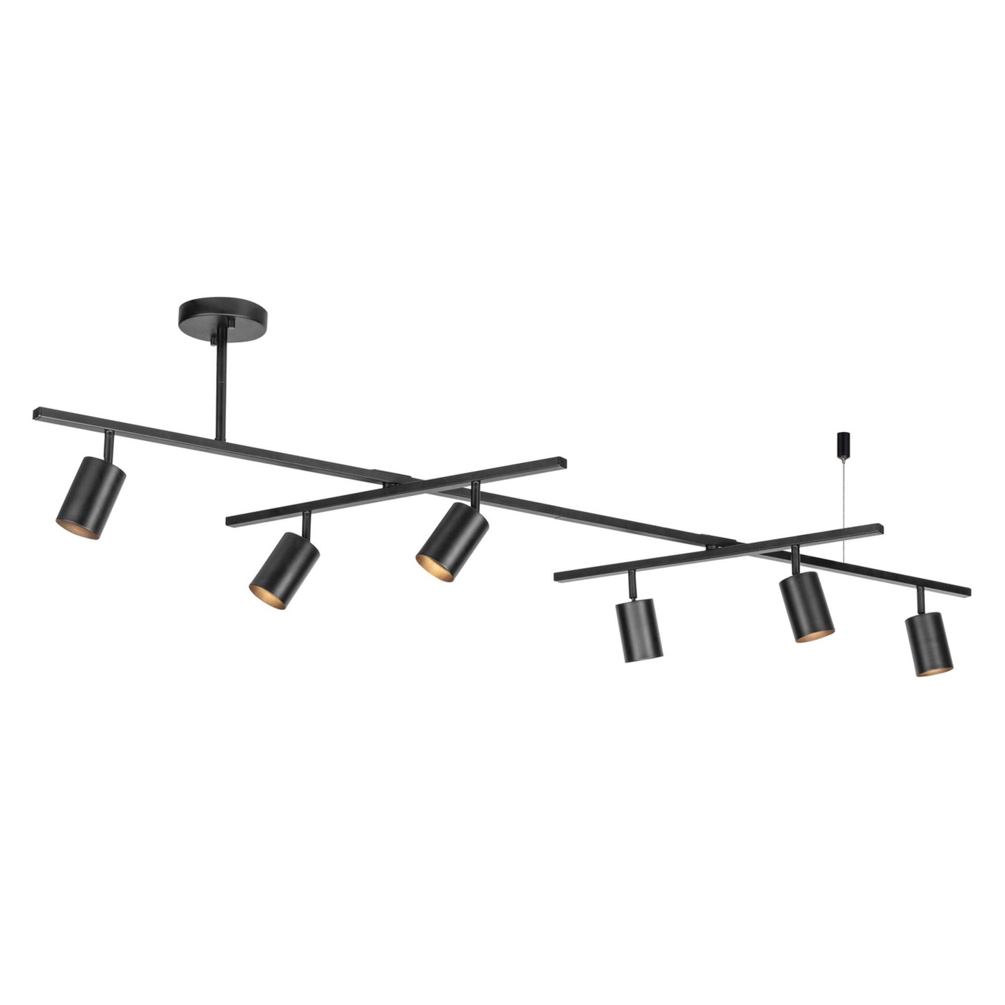 **GLOBE Electric 59829 64" 6-Light Track Lighting, Matte Black, Adjustable GU10 Heads, Swivel Bar, Dimmable Modern Industrial Fixture**