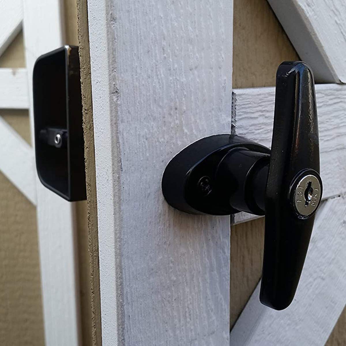 Shed Door T-Handle Lock Kit, 4½" Stem with 2 Keys for Storage Shed Door Barn Playhouse and Chicken Coop Door Lock Replacement (4-1/2 Inch Stem)