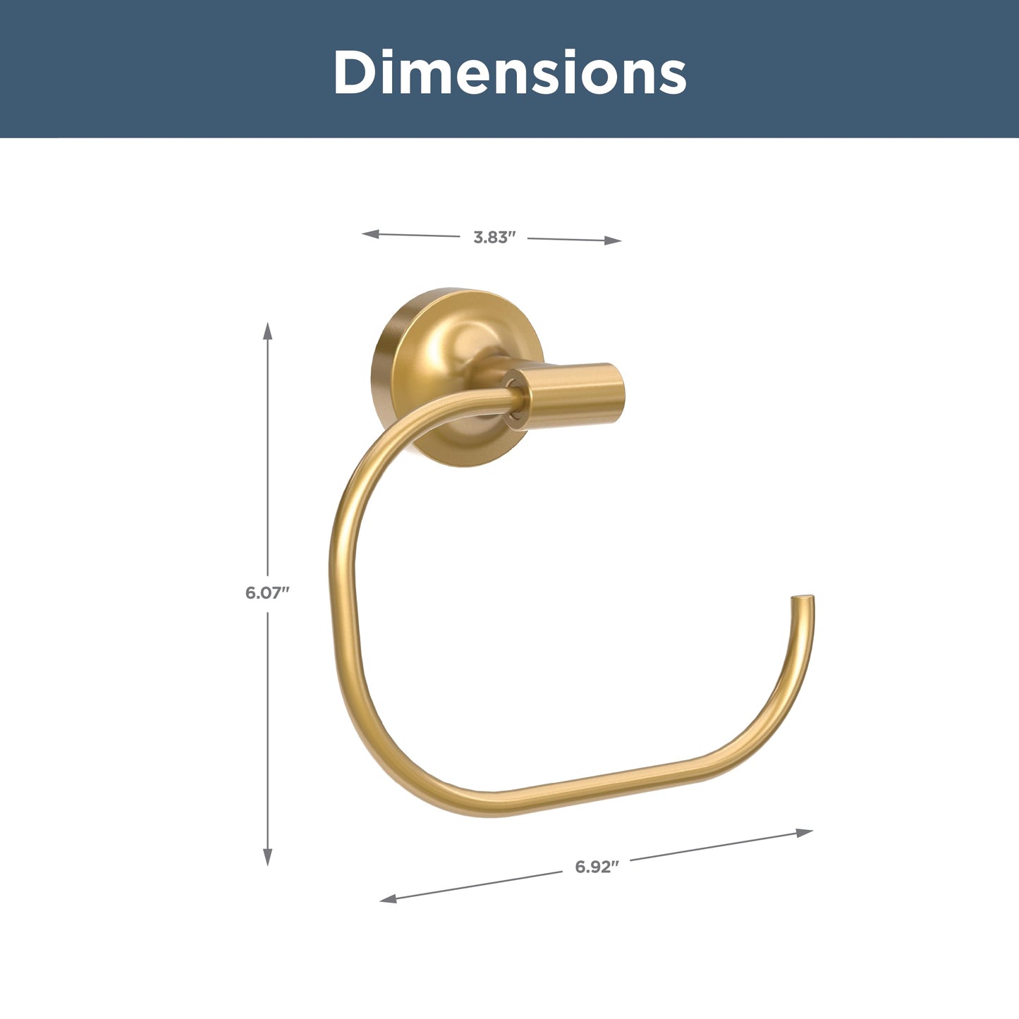 Franklin Brass Voisin (1-Pack) Hand Towel Ring Satin Gold Holder for Wall Mount Round Hanger for Kitchen, Bathroom Accessories VOI46-BB