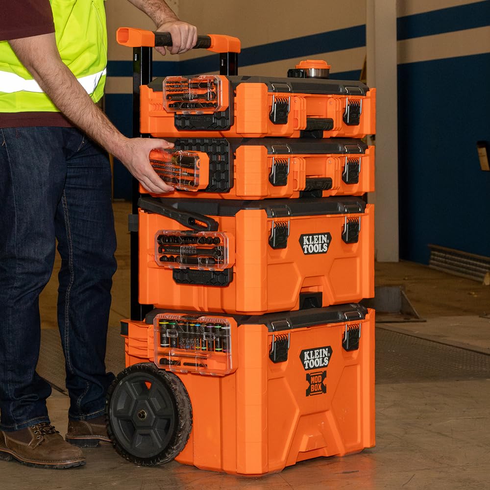 Klein Tools KNECT 15-Piece Pass-Through Socket Set, SAE Impact Sockets with MODbox Case, Bits & 3/8-In Drive Adapter