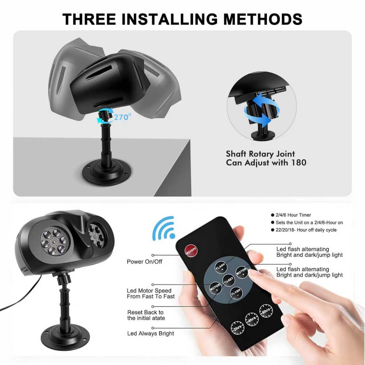 Outdoor Christmas Snowflake Projector Lights with Remote, IP65 Waterproof LED for Holiday, Garden, Party & New Year Decorations