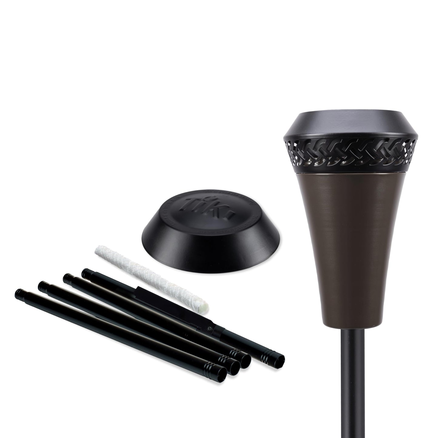 TIKI Island King 65" Outdoor Metal Torch – Weather-Resistant Patio & Garden Torch with Long-Lasting Wick, Snuffer & Easy Refill, Brown