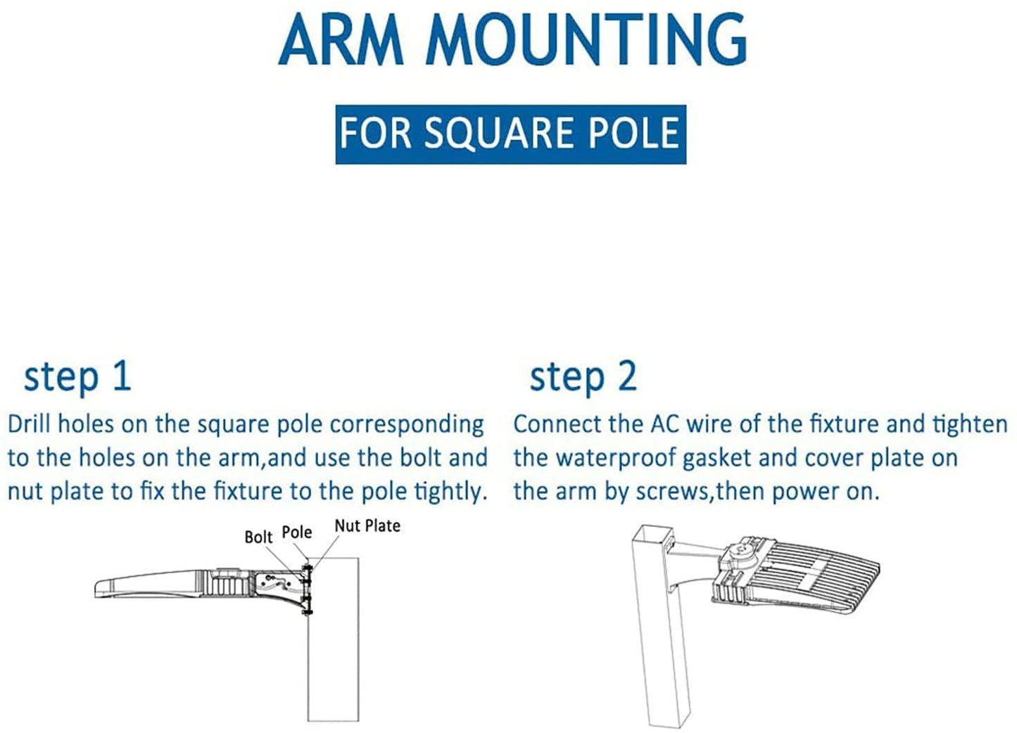 Juyace 300W LED Parking Lot Light, Dusk to Dawn Outdoor Wall Mount Flood Light, IP65 Commercial Security Area Lighting, 100-277V (2 Pack)