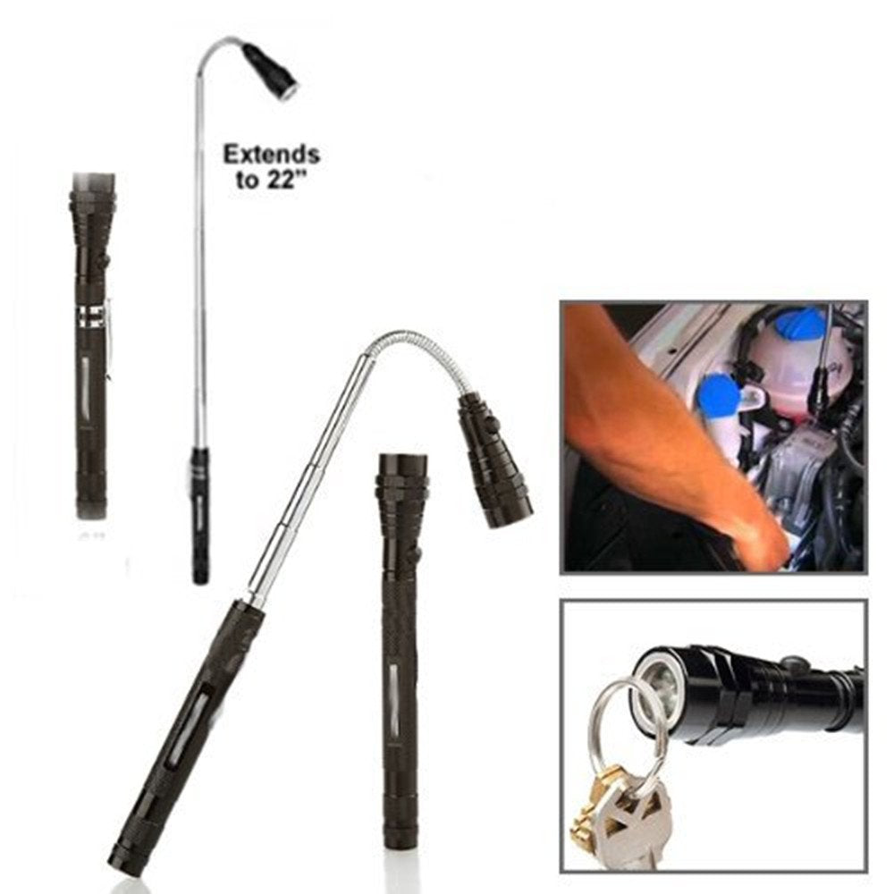 Magnetic Telescopic Pickup Tool with LED Flashlight, Portable Expandable Magnetic Neck Tool for Mechanics, Outdoor & Repair Work