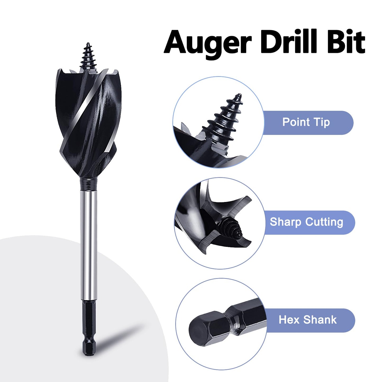 1-1/16" x 6-1/2" Auger Drill Bit for Wood, 1/4" Hex Shank, Ideal for Hardwood, Softwood, Plywood & DIY Projects