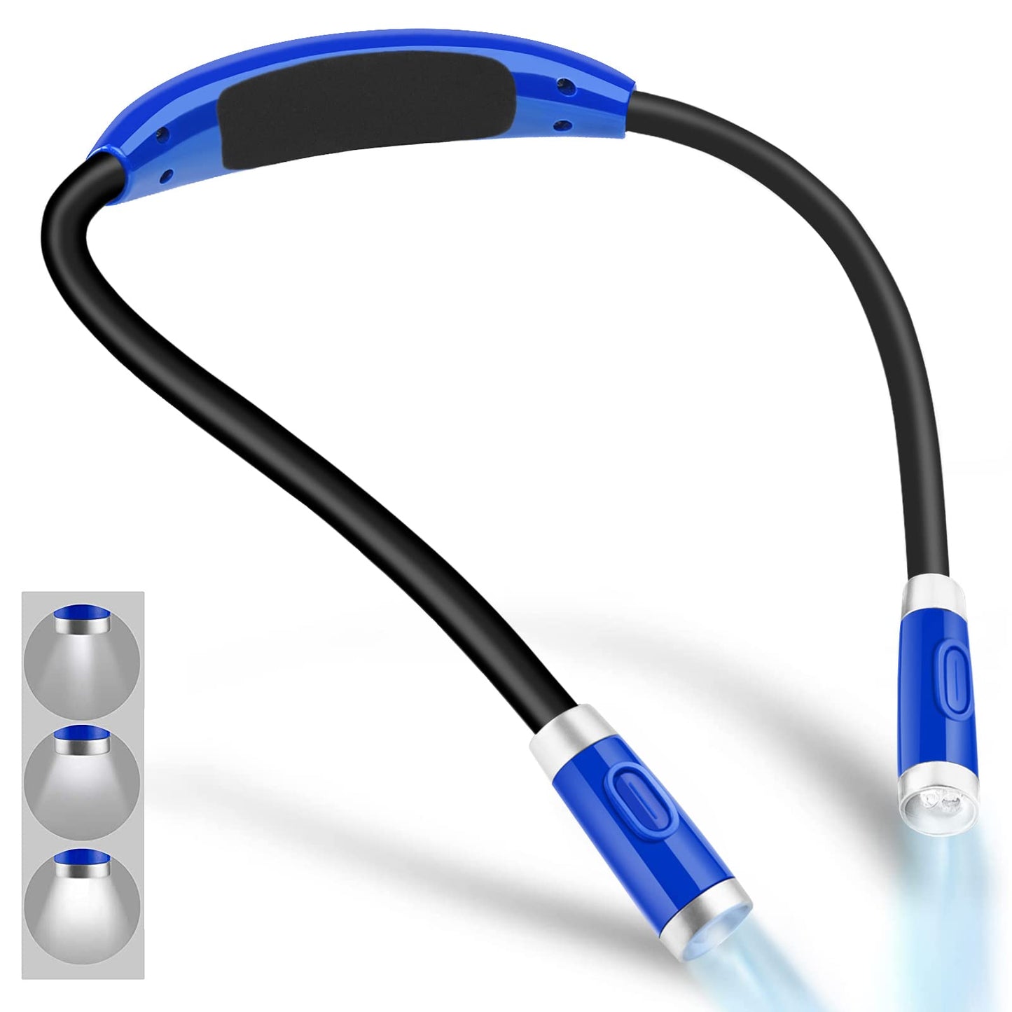 Vekkia Rechargeable LED Neck Reading Light – Flexible Silicone Arms, 3 Brightness Levels, Comfortable for Reading, Craft & Knitting