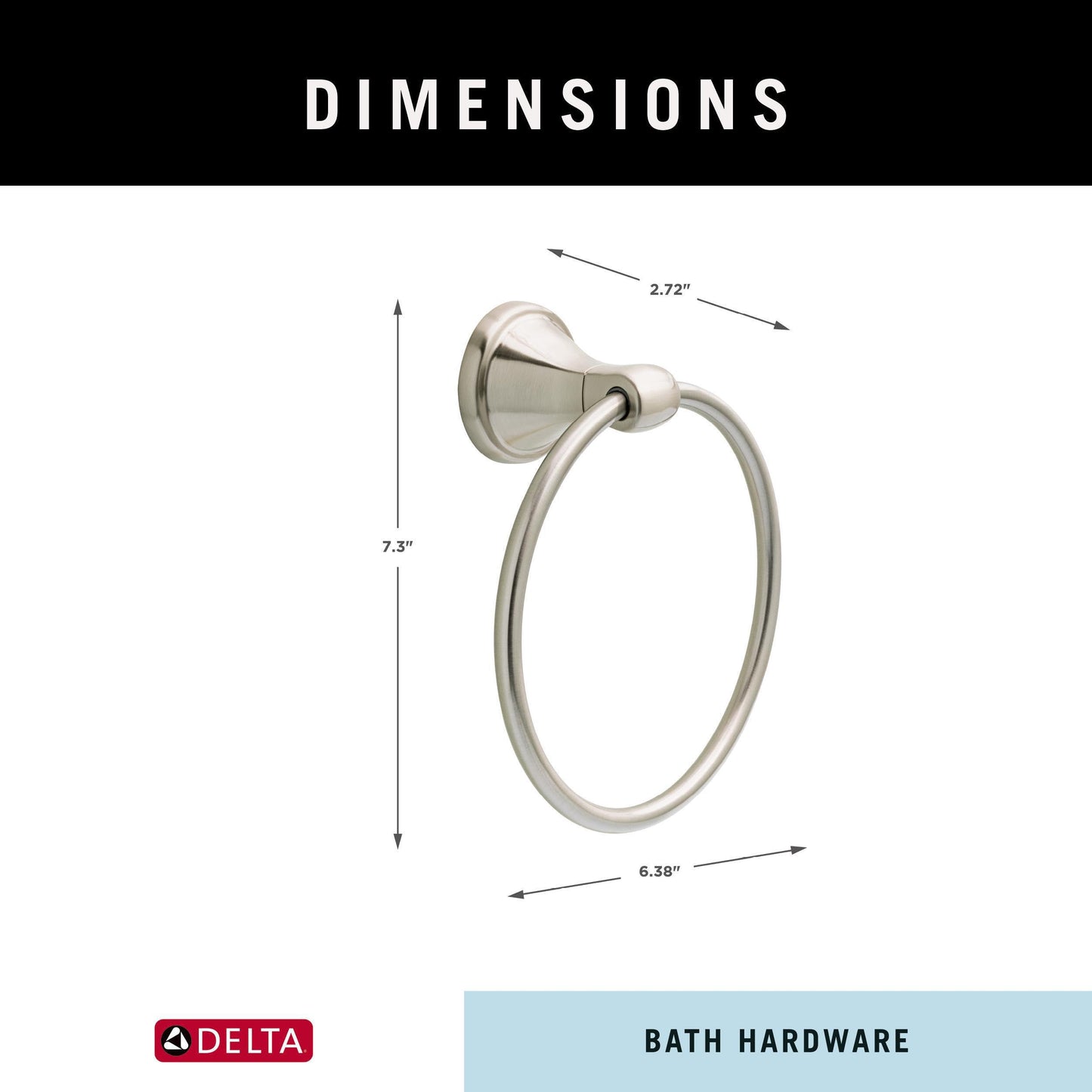 Delta Faucet Becker (1-Pack) Hand Towel Holder, SpotShield Brushed Nickel, Ring for Bathroom or Kitchen Sink, Wall Mounted BCK46-DN