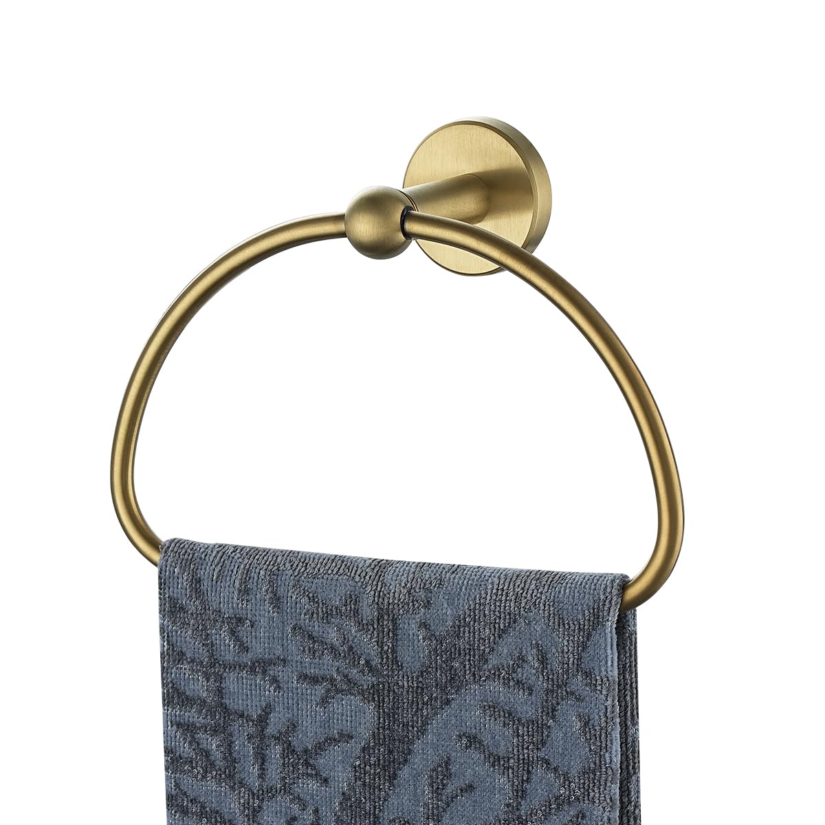 JQK Towel Ring Light Gold, Stainless Steel Half Ring Towel Holder for Bathroom, 7 Inch Brushed Golden Wall Mount, TR160-BG