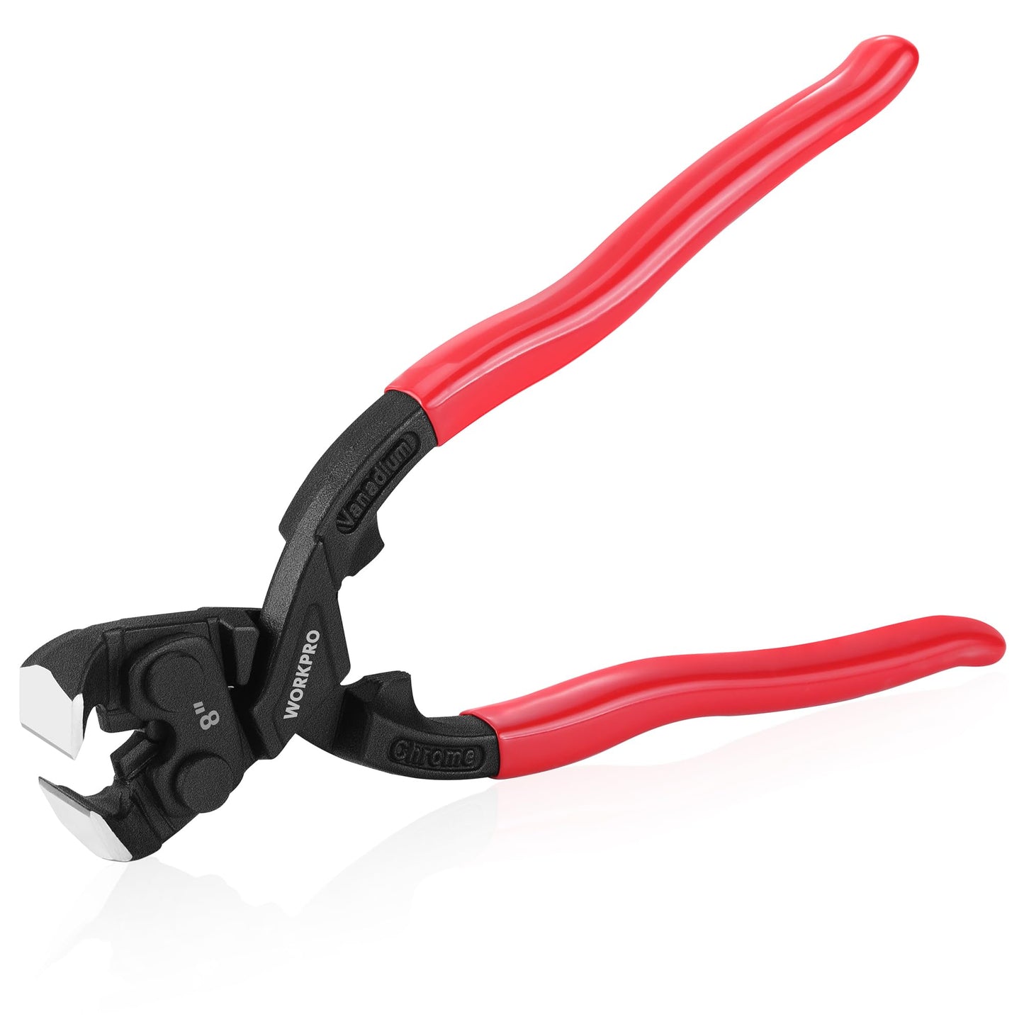 WORKPRO 8" Nail Puller Pliers, High-Leverage End Cutting with Gripping Jaws, Durable CR-V Steel, Ergonomic Handles for Nails & Wires