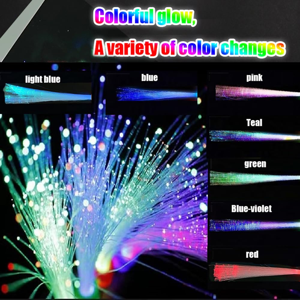 Color Handheld LED Fiber Optic Light Set, 24 PCS – 7 Color Changing Lights with 3 Flicker Modes for Party, Bar & Concert Cheering Props