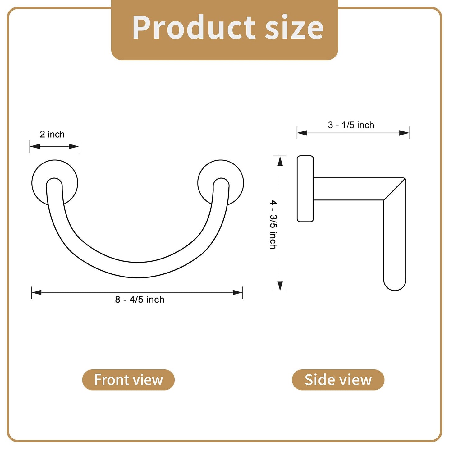 HouseAid Stainless Steel Towel Ring for Bathroom, Hand Towel Holder, Modern Semi-Circular Hand Towel Rack, Wall Mounted, Brushed Gold