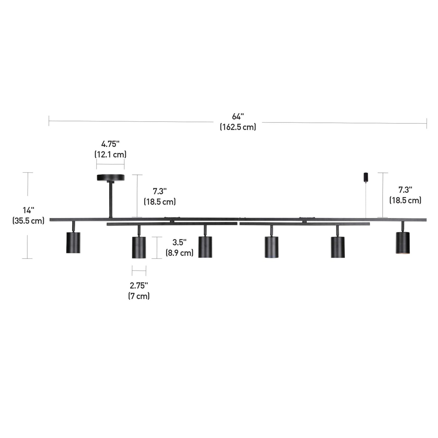 **GLOBE Electric 59829 64" 6-Light Track Lighting, Matte Black, Adjustable GU10 Heads, Swivel Bar, Dimmable Modern Industrial Fixture**