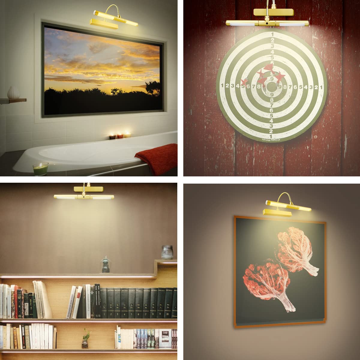 LUXSWAY Wireless Picture Light with Remote | Battery Operated, Dimmable & Timer, 180° Adjustable for Wall Art & Canvas – Gold