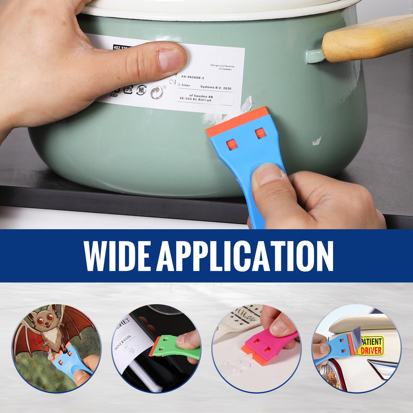 WORKPRO 3-Piece Plastic Razor Scraper with 120 Blades – Gasket, Label & Adhesive Remover for Glass, Windows, and Surfaces