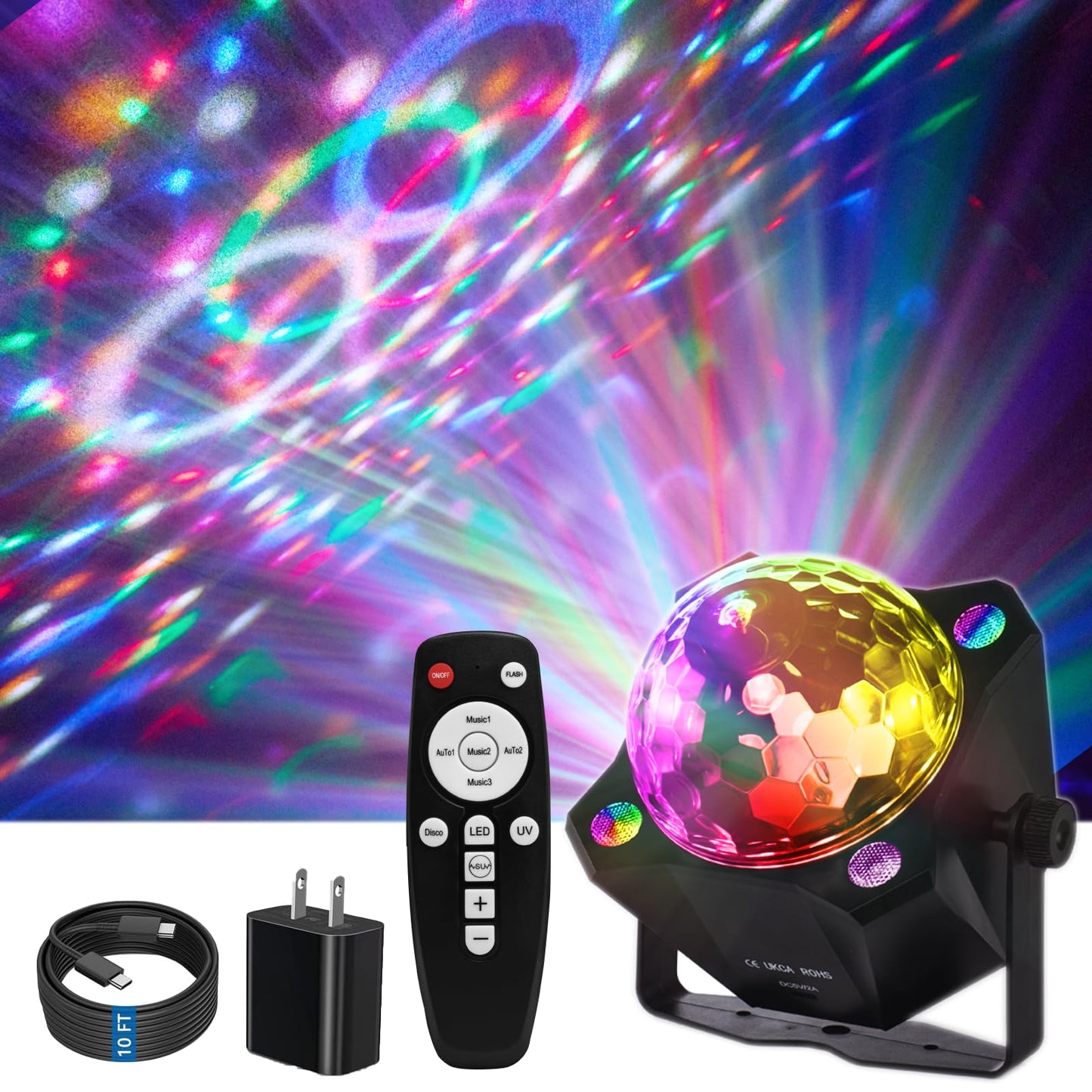 Disco Ball Party Lights Sound Activated with Strobe Effect for Halloween Christmas Parties Birthday Karaoke Wedding Home Club Decor